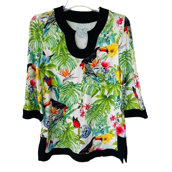 Soft Surroundings Size S Tropical Jungle Knit tunic - Picture 1 of 12